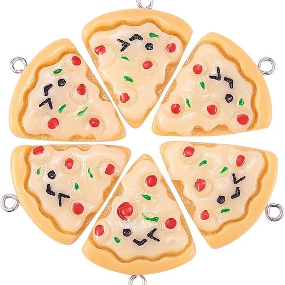 Other - 30 Pcs Resin Pizza Charm Pisa Pie Slice Food Small Charms for Keyring Backpacks